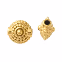 Kirurgiskt guldfärgat stål rund mönstrad pärla med PVD plätering, 1 st