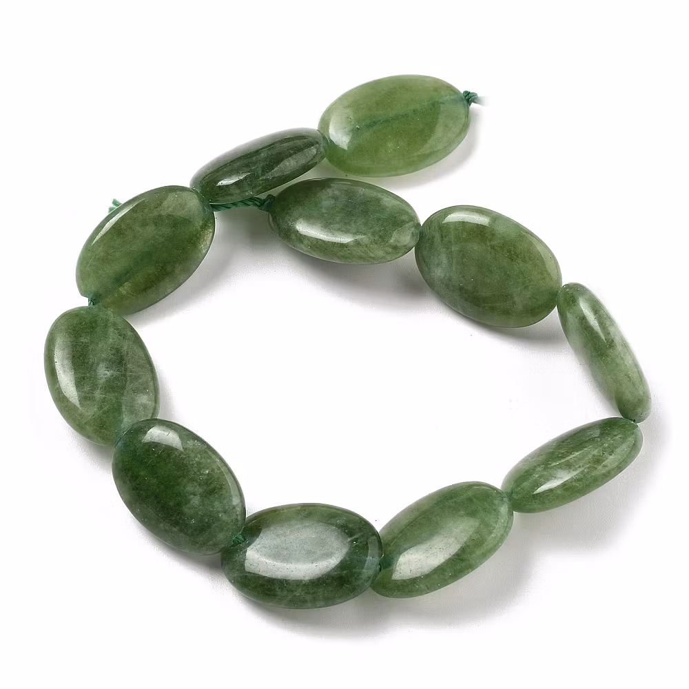 Jade flat oval bumling grön, 1 st