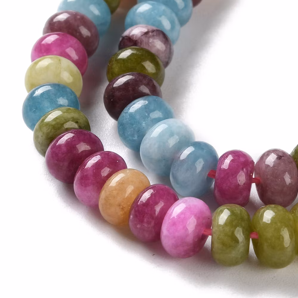 Jade abacus 8x5mm höstmelerade, 1 sträng