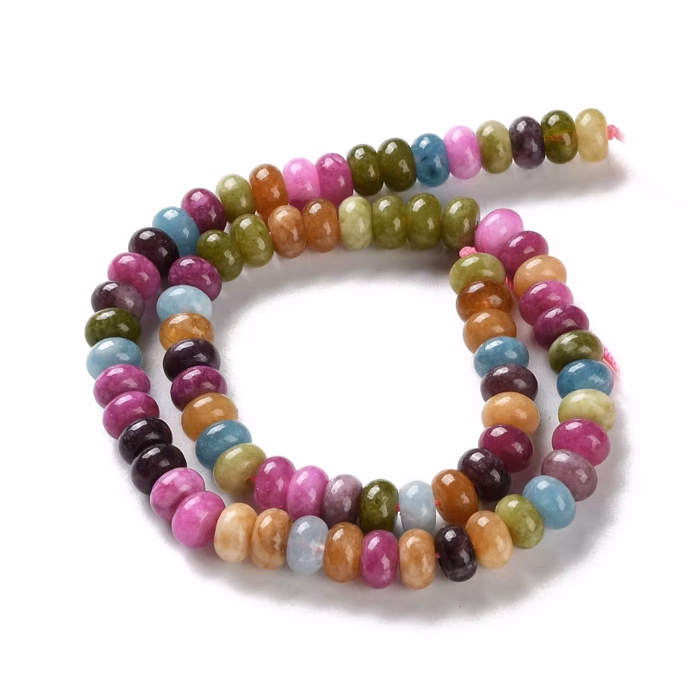 Jade abacus 8x5mm höstmelerade, 1 sträng