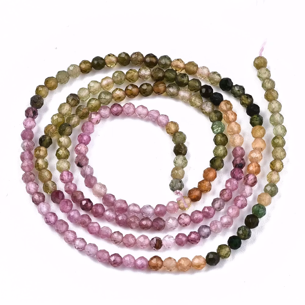 Facetterad turmalin graderade 2.5 mm, 1 sträng