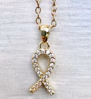 Guldfärgat rostfritt stål halsband Rosa bandet