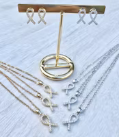 Rostfritt stål halsband Rosa Bandet