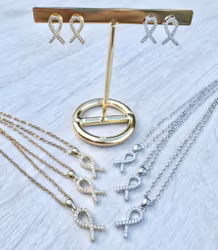 Rostfritt stål halsband Rosa Bandet