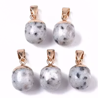 Guldfärgat hänge kiwi/sesam jaspis, 1 st