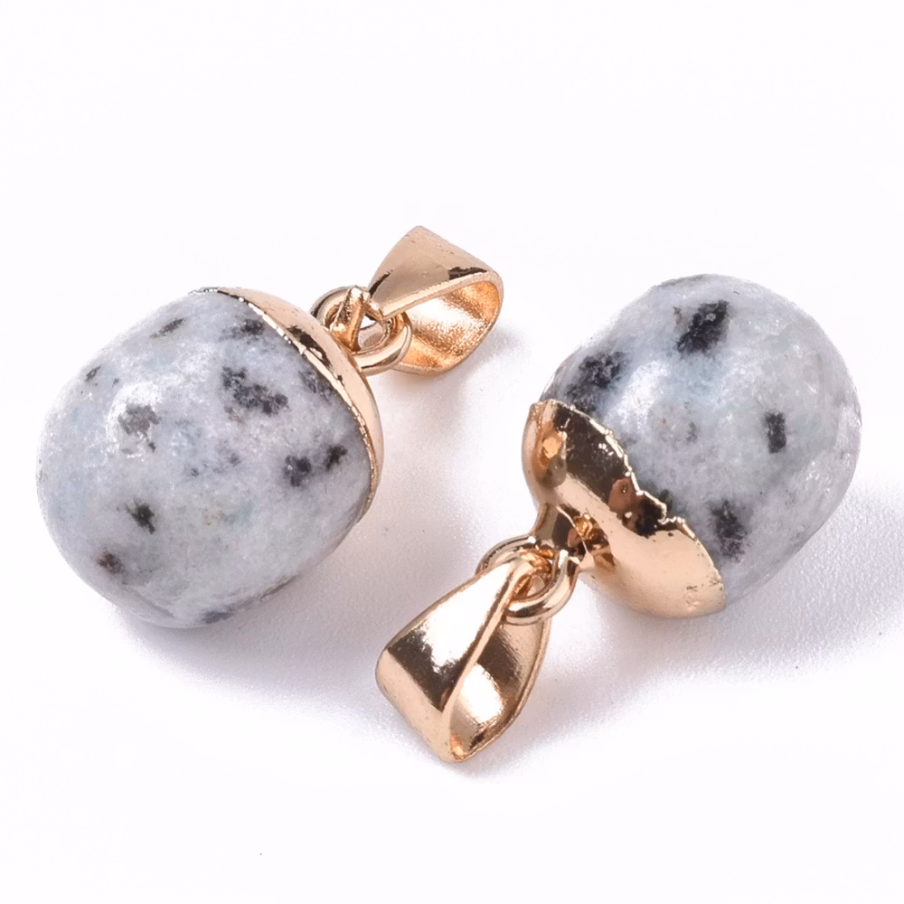 Guldfärgat hänge kiwi/sesam jaspis, 1 st