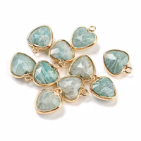 Guldfärgad berlock hjärta amazonite, 1 st