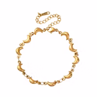 Guldfärgat rostfritt stål armband måne med PVD plätering