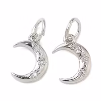 Antikfärgad berlock cubic zirconia måne med ring, 1 st