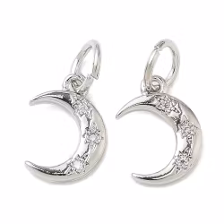 Antikfärgad berlock cubic zirconia måne med ring, 1 st