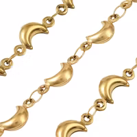 Guldfärgat rostfritt stål kedja med månar 18k, 1 m