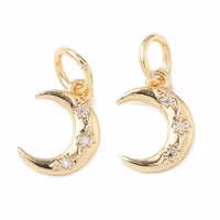 Guldfärgad berlock cubic zirconia måne med ring, 1 st