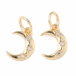 Guldfärgad berlock cubic zirconia måne med ring, 1 st