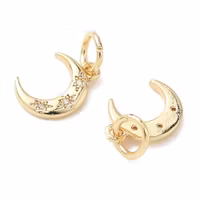 Guldfärgad berlock cubic zirconia måne med ring, 1 st
