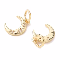 Guldfärgad berlock cubic zirconia måne med ring, 1 st