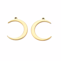 Guldfärgat rostfritt stål hänge månskära med PVD plätering, 1 st