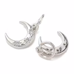 Antikfärgad berlock cubic zirconia måne med ring, 1 st