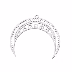 Rostfritt stål hänge mönstrad crescent moon, 1 st