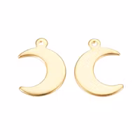 Guldfärgat rostfritt stål berlocker måne med 18k plätering, 10 st