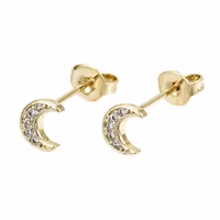 Guldfärgadel örhängen cubic zirconia måne, 1 par