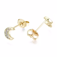 Guldfärgadel örhängen cubic zirconia måne, 1 par