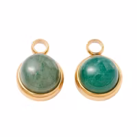 Guldfärgat rostfritt stål berlock aventurin och PVD, 1 st