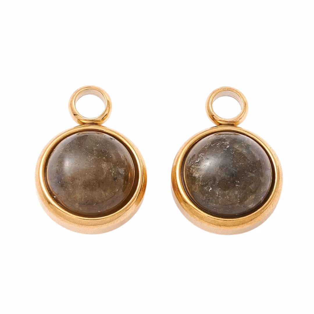 Guldfärgat rostfritt stål berlock labradorit och PVD, 1 st