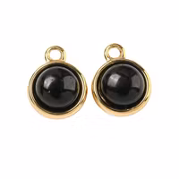 Guldfärgat rostfritt stål berlock onyx och PVD, 1 st