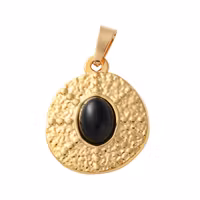 Guldfärgat rostfritt stål hänge onyx med PVD plätering, 1 st