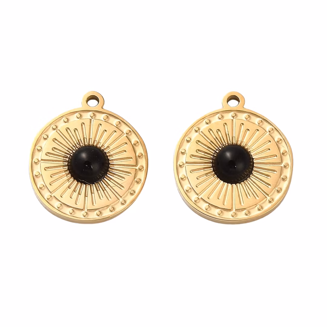 Guldfärgat rostfritt stål liten berlock onyx 14k, 1 st