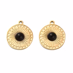 Guldfärgat rostfritt stål liten berlock onyx 14k, 1 st