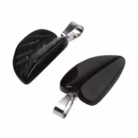 Rostfritt stål hänge löv onyx, 1 st