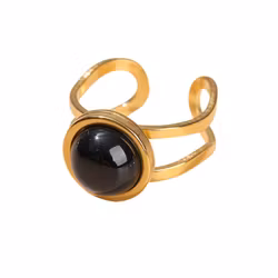 Guldfärgat rostfritt stål ring onyx