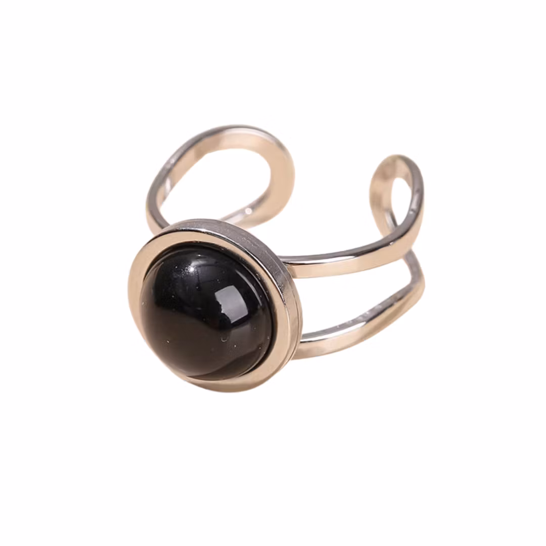 Rostfritt stål ring onyx