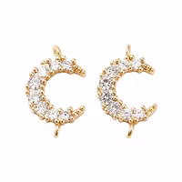 Guldfärgad connector måne med cubic zirconia 18k, 1 st