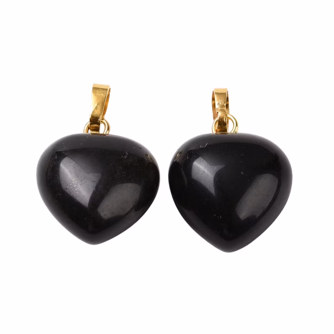 Guldfärgat hänge hjärta onyx, 1 st