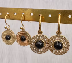 Guldfärgat rostfritt stål liten berlock onyx 14k, 1 st