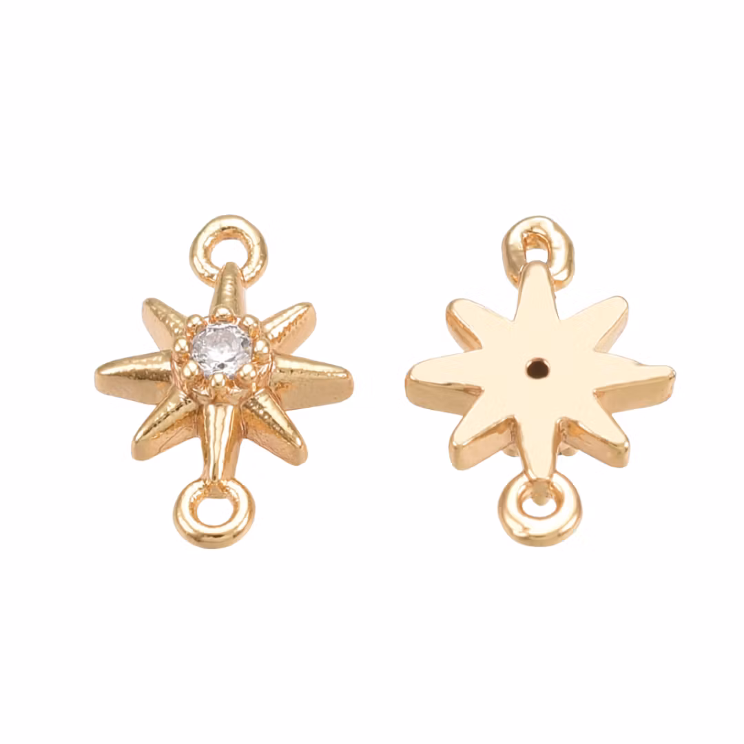 Guldfärgad connector stjärna cubic zirconia med 18k, 1 st