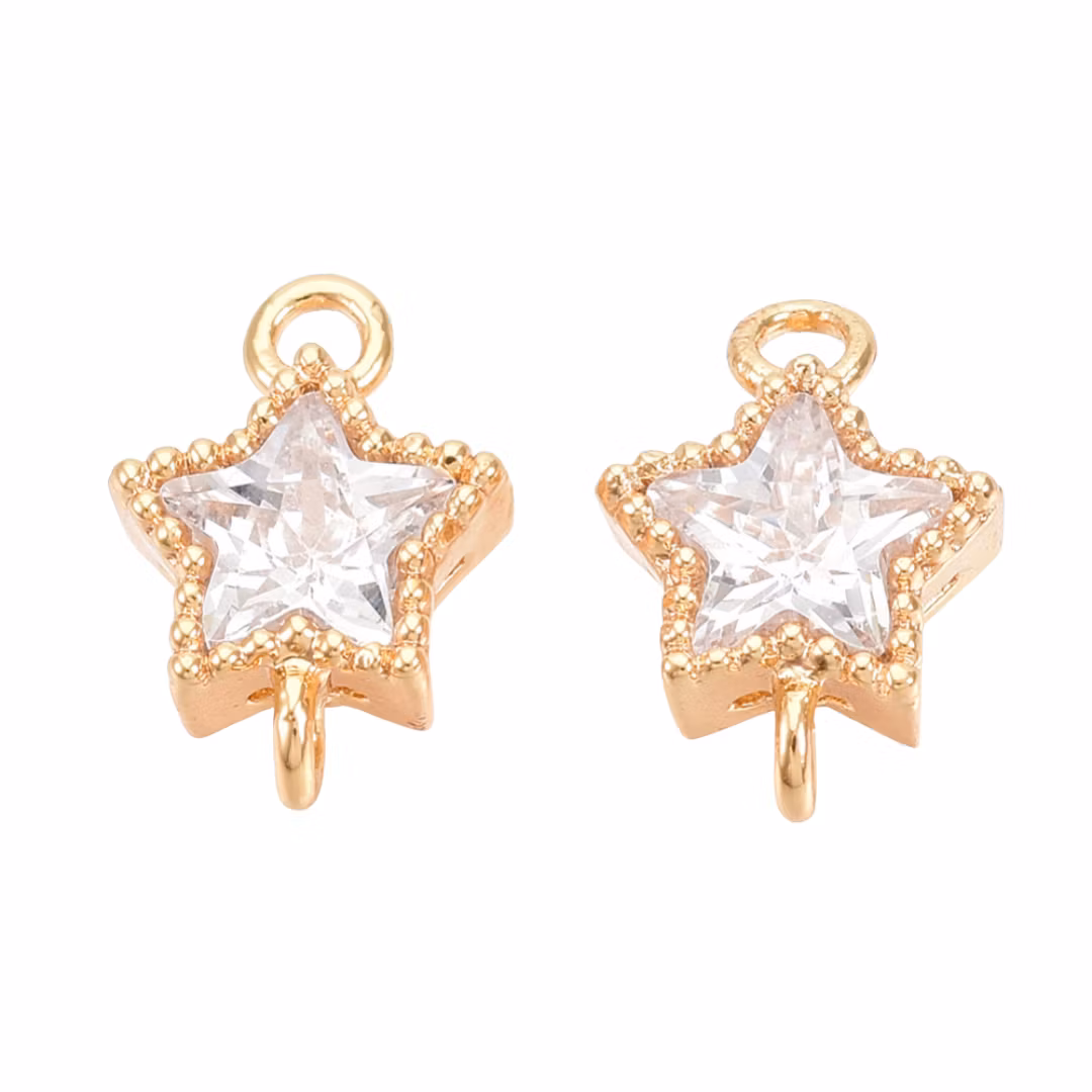 Guldfärgad connector liten stjärna cubic zirconia med 18k, 1 st