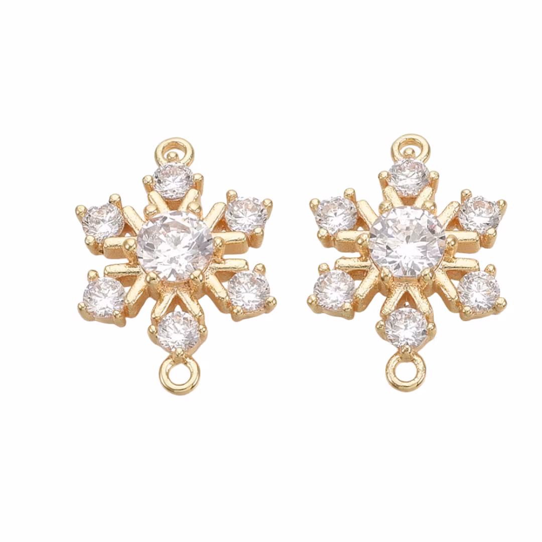 Guldfärgad connector snöflinga cubic zirconia med 18k, 1 st