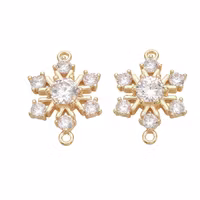 Guldfärgad connector snöflinga cubic zirconia med 18k, 1 st