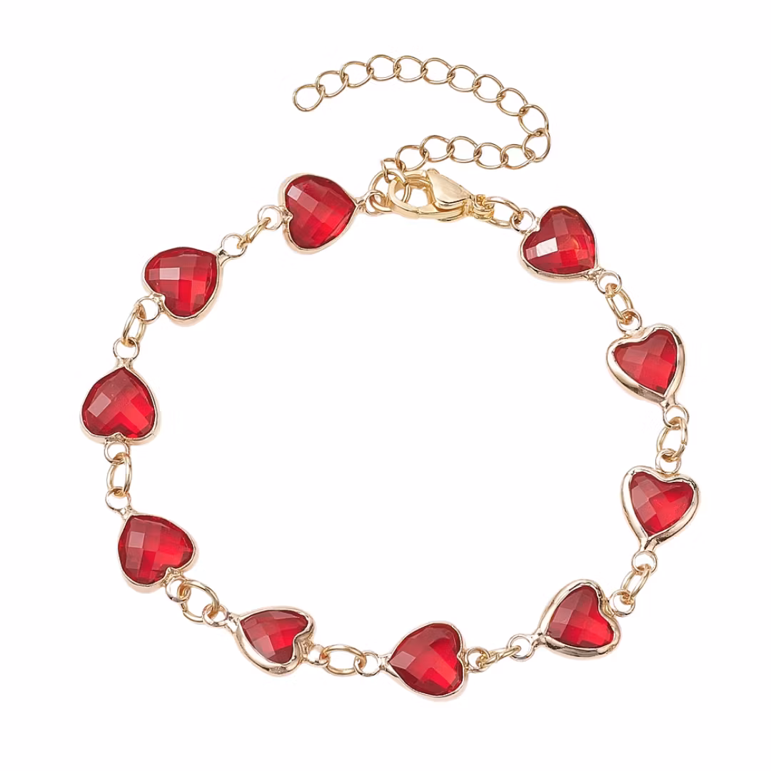 Guldfärgat rostfritt stål armband med hjärtan, 1 st