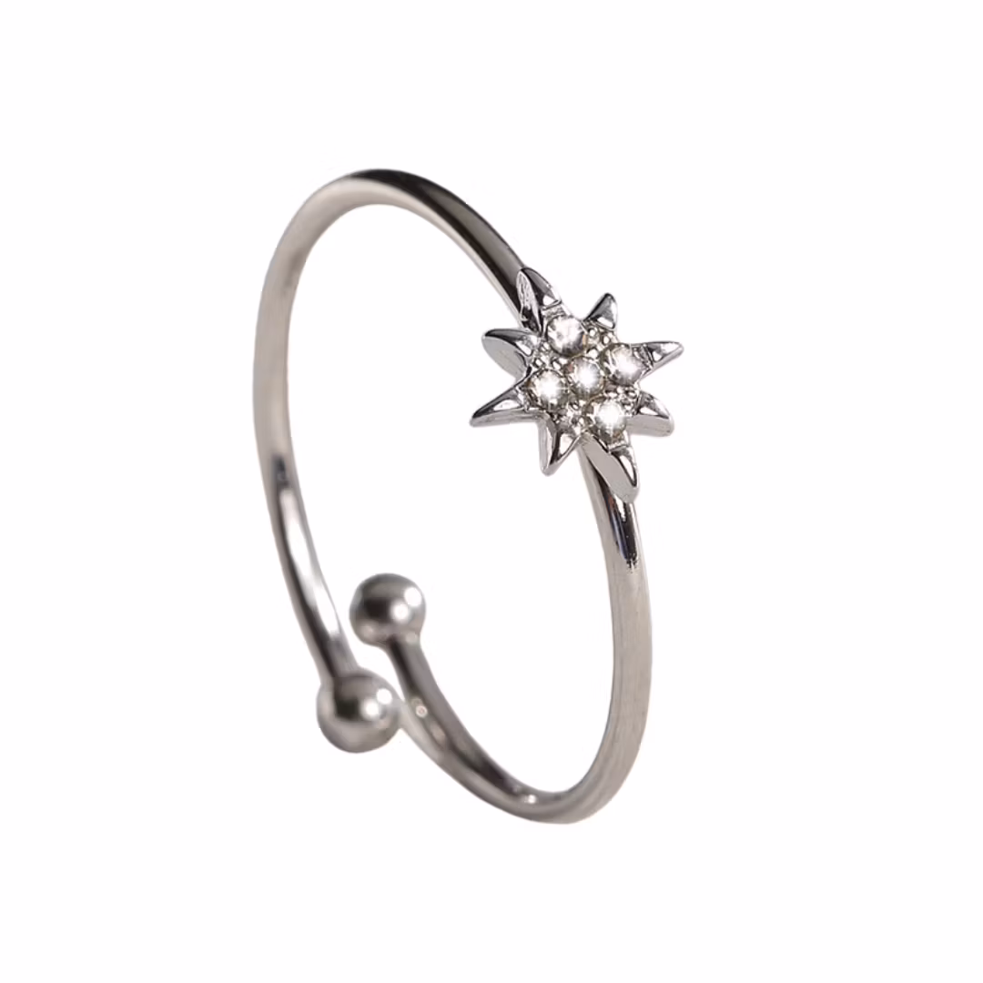 Rostfritt stål ring strasstjärna