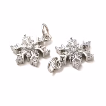 Antikfärgad berlock snöflinga med ring och cubic zirconia, 1 st