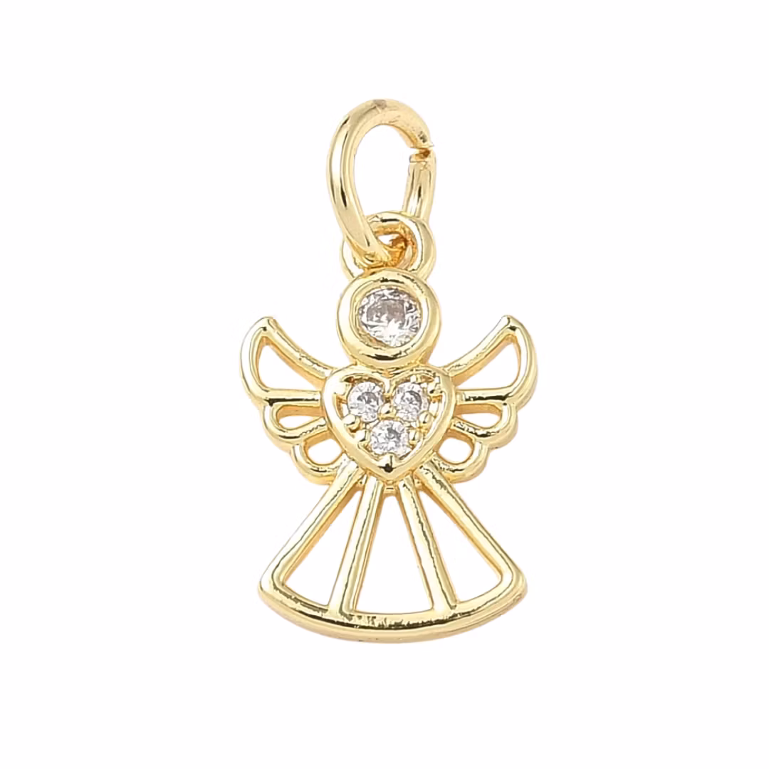 Guldfärgad berlock ängel med ring och cubic zirconia och 18k, 1 st