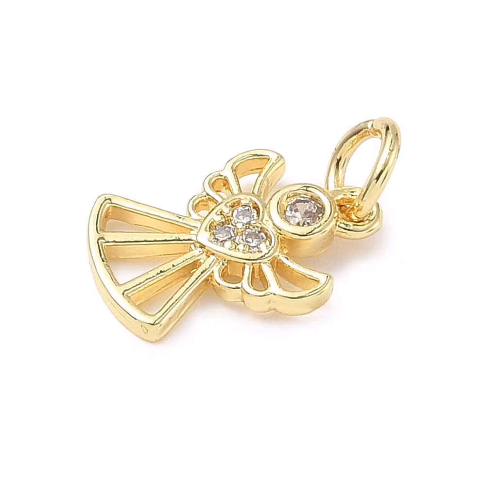 Guldfärgad berlock ängel med ring och cubic zirconia och 18k, 1 st