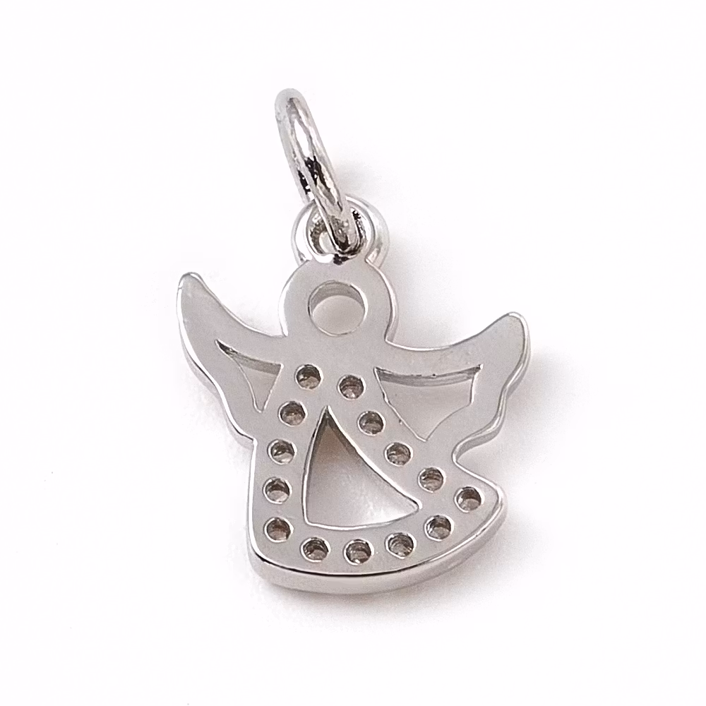 Antikfärgad berlock liten ängel med ring och cubic zirconia, 1 st