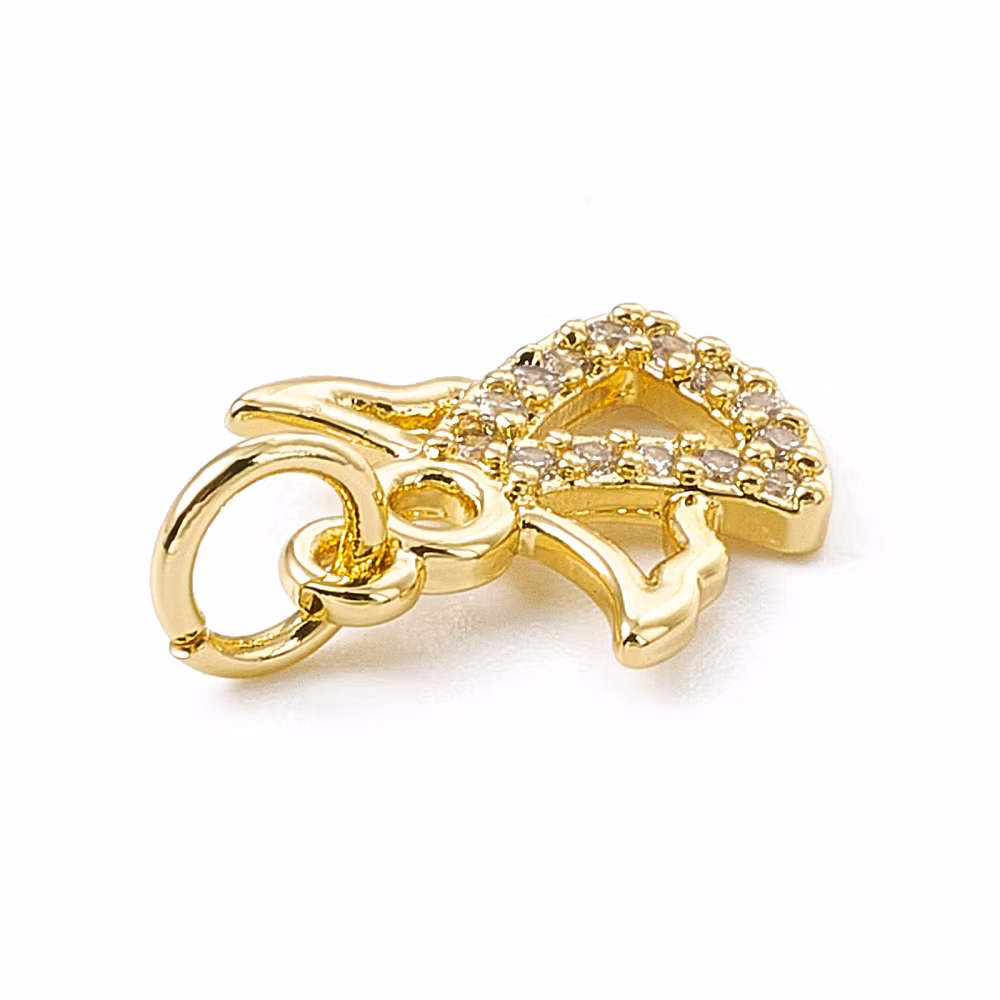 Guldfärgad berlock liten ängel med ring och cubic zirconia 18k, 1 st