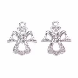 Antikfärgad berlock liten ängel med cubic zirconia, 1 st