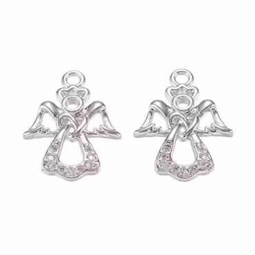 Antikfärgad berlock liten ängel med cubic zirconia, 1 st